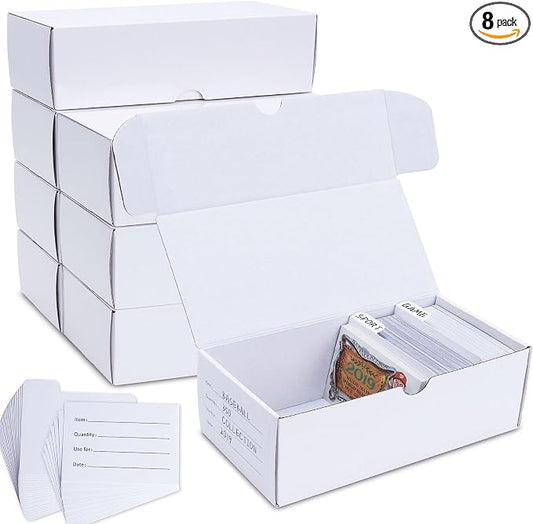 Trading-Card Storage Box, 8-Pack • 400 Count Corrugated Cardboard Storage Box with dividers & labels for TCG/Magic/Mtg storage and Collection, 7 INCH Horizontal