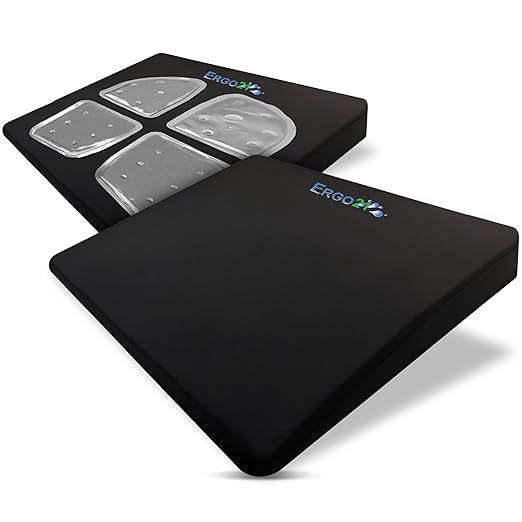 ERGO21 LiquiCell Sports Cushion - 2.5 Inch Thick Seat Pad for Tailbone, Hip & Lower Back Pain Relief - Ergonomic Comfort for Car, Office, Stadium & Wheelchairs- Better Than Gel, Foam or Air