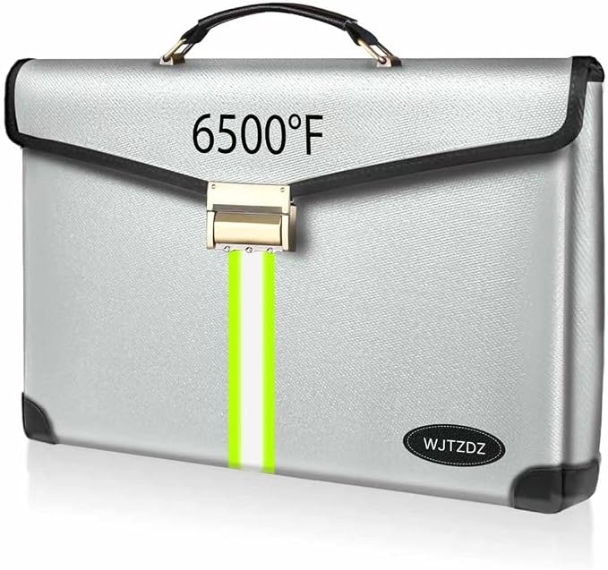 6500°F Large Capacity Upgraded Fireproof Money Bag with Lock,10 Layers of Heat Insulated Materials with Waterproof Zipper/Reflective Strip with Handle for Cash/Important Documents