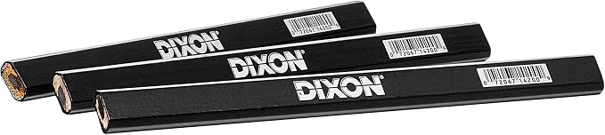 DIXON Industrial Carpenter Pencils, Medium, Black and Silver, 6-Pack, (14206)