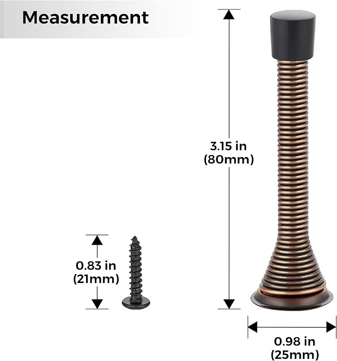 Ravinte Door Stoppers, 24 Pack Spring Door Stops with Rubber Bumper, Oil Rubbed Bronze Door Stoppers for Bottom of Door