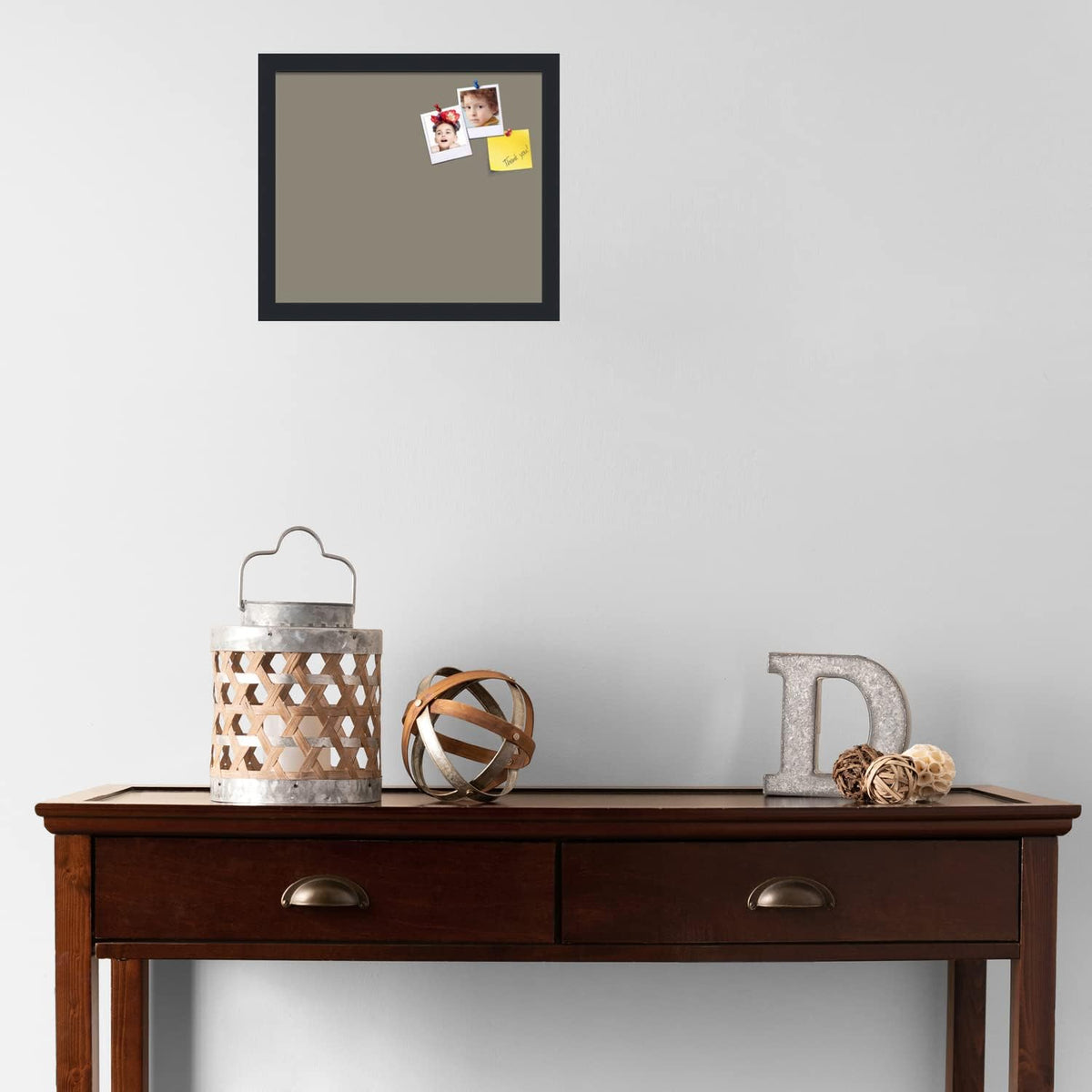 PinPix 15x13 Inch Cork Bulletin Board. This Decorative Framed Pin Board Comes with Pewter Design and a Satin Black Frame. Ideal for Home Office Decor or Message Board (PinPix-1812)
