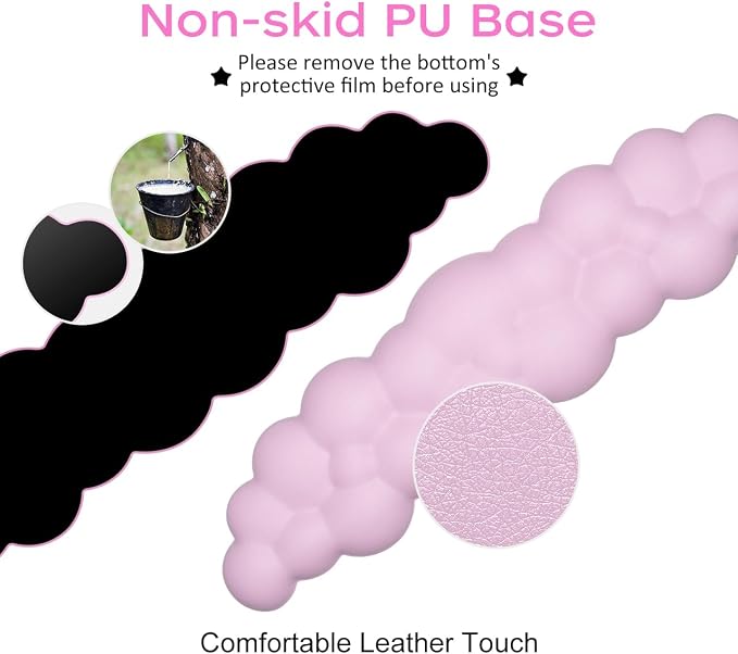 JIKIOU Upgrade Leather Cloud Wrist Rest for Keyboard and Mouse & Cup Pad | Wish Gift-Cute Cloud Shape, Comfortable and don’t Irritate to Skin, Non-Slip PU Base,Soft Memory Foam filled for Pain Relief