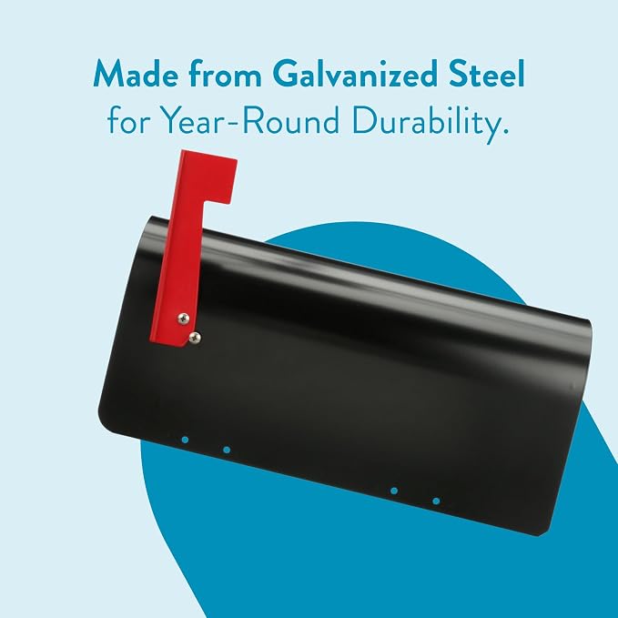 Architectural MAILBOXES Ironside Large Capacity Galvanized Steel black, Post-Mount Mailbox, MB801BAM, Metal, Black | Galvanized steel build for outside with rust-resistant powder-coat finish and a magnetic door closure. USPS approved.