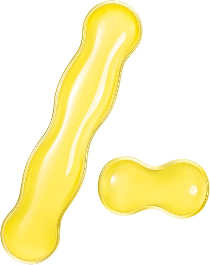 Gel Keyboard and Mouse Wrist Rest Set – Clear Wrist Rest for Computer Keyboard 60%/68%/75%, Comfort & Support for Typing and Gaming(Light Yellow)