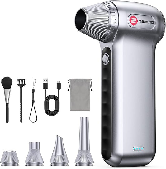 Electric Air Duster 180000RPM, Powerful Cordless Compressed Air Duster with 3-Speed Mini Air Duster Blower, Rechargeable Dust Cleaner for Computer Keyboard, PC, Car, Outdoor & Home Cleaning