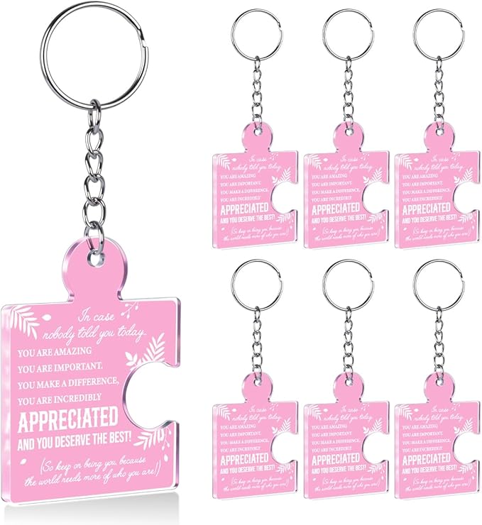 Team Appreciation Gifts Bulk Thank You Keychains for Coworkers | Gift Set for Employee, Staff, Teachers, Teamwork Puzzle Piece Keyring, Acrylic