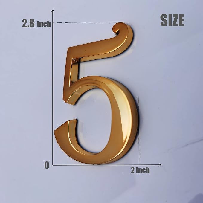 Mailbox Numbers, Self Adhesive House Door Address Sign Stickers for Aprtment Office Home Room Condo, Gold Shining, Waterproof and Durable.(Gold, 2.75" - Set of 20)