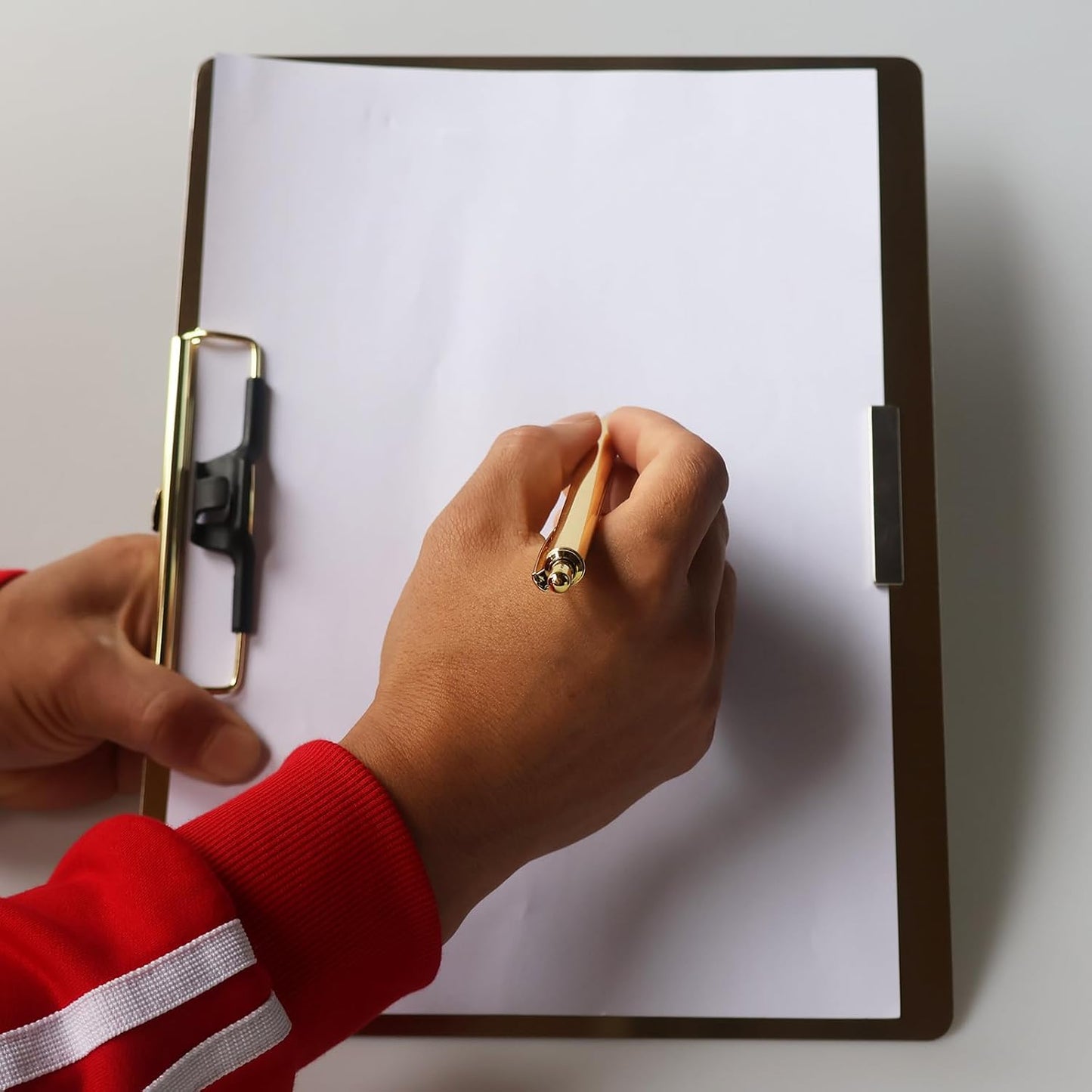 Stainless Steel Magnetic Clipboard with Pen - Multiple Sizes, Magnetic Design, Essential for Office and Home (Gold 9.2 x 12.5 Inches (Landscape Orientation))