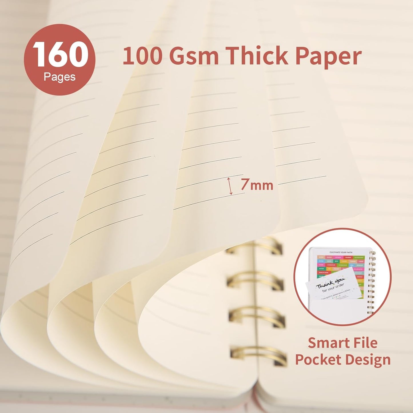 Lined Spiral Notebook College Ruled A5 Journal Book for Note Taking, 160 Pages Writing Journal for Office and Home School Supplies 5.75x8.125 inch (3pack-Reefblue/Green/Brown)