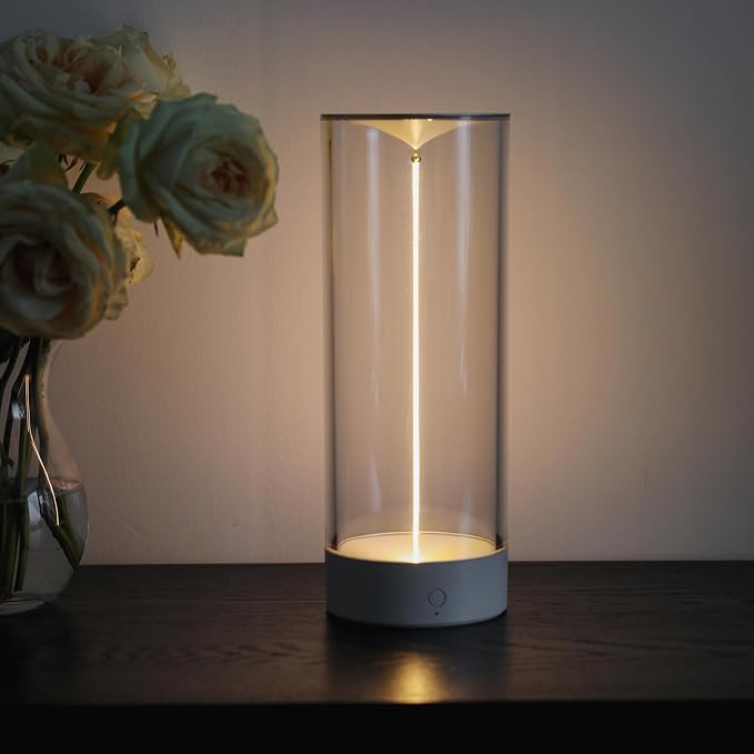 Minimalist Desk Lamp, Cordless Table Lamp, LED Nightstand Light, White