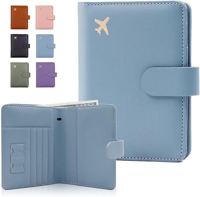 Melsbrinna Premium Leather Passport Holder Covers Case, Waterproof Rfid Blocking Travel Wallet Passport Holder with Pen Holder, Cute Passport Book for Women/Men
