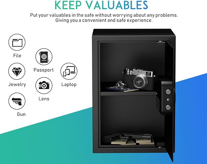 RPNB Large Home Safe Box,Personal Safe,Money Safes for Home,1.8 CuFt | Small Cabinet Safe with Keys,Electronic Code Lock,Steel Alloy Metal Safety Boxes for Home,Office,Hotel,Business,Jewelry