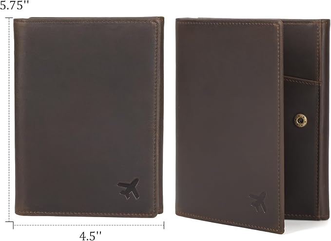 Polare Full Grain Leather Pilot Wallet Passport Holder RFID Blocking Tri-fold Travel Cover Document Organizer for Aviation Professionals