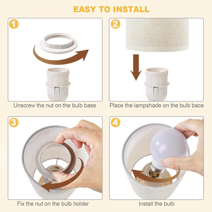 Small Bedside Table Lamp for Bedroom, Minimalist Wood Base & Round Fabric Shade, Mini Cute Cozy Warm White Nightstand Boho Lamp, Study Desk Night Stand Light for Room, Dorm, Nursery, Living Room