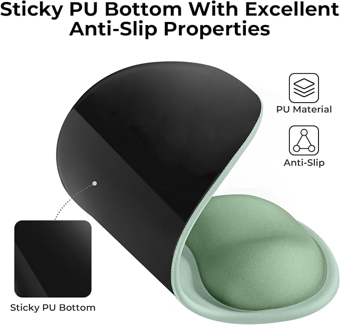 EooCoo Mouse Pad with Gel Wrist Rest, Ergonomic Mousepad Wrist Alignment | Middle Concave Design for Natural Wrist Alignment, Non-Slip Base Mousepad, Carpal Tunnel Relief, Office Desk Accessories