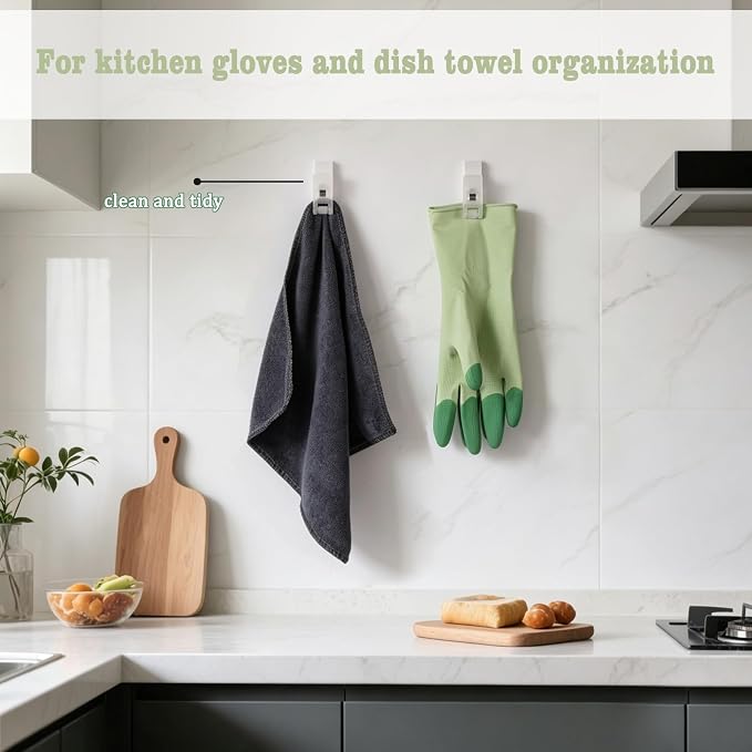 4-Pack Dishwashing Gloves Clips Self-Adhesive Clip for Rubber Cleaning Gloves Kitchen Cabinet Towel Holder