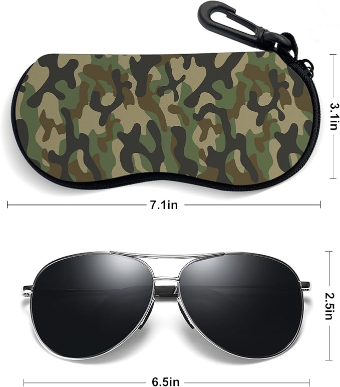 Sunglasses Soft Case, Ultra Light Portable Neoprene Zipper Glasses Case for Men Women