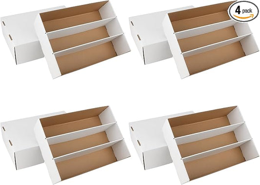 4 Pack Trading Card Storage Box, 2340 Count Card Storage Box White Sports Cards Storage Box Card Organizer Box Trading Card Box for Storing Protecting and Organizing Soccer Basketball Game Cards