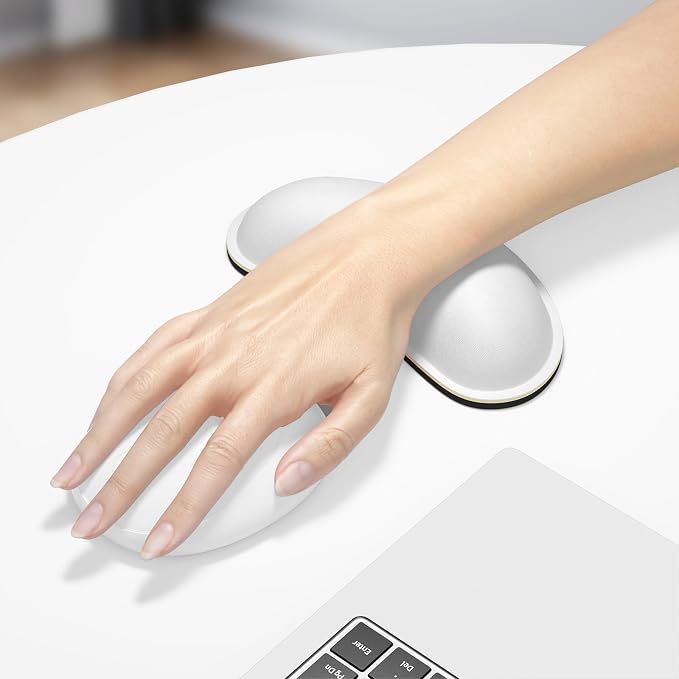 Dapesuom Mouse Wrist Rest, Ergonomic Memory Foam Mouse Wrist for Computer Desk Mats Support, Hand Rest Pad Cushion for Gaming, Office, Laptop, Men, Women, Pain Relief & Easy Typing, Ivory White