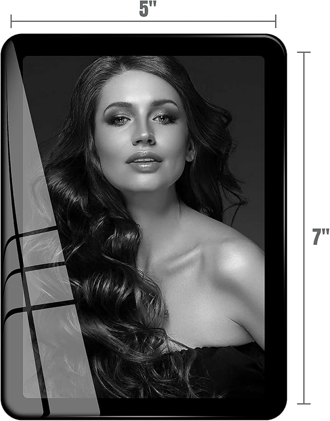 Bluesun 5×7 Picture Frame Black, Vertical & Horizontal Wall & Tabletop | 5×7 Black Photo Frame with Tempered Glass & Rounded Corners, Ideal for Kids & Family, Living Room Bedroom Hallway Office