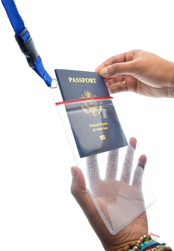Passport Holders - 5 Pack - Heavy Duty Water and Tear Resistant with Lanyard - 4X6 Insert is Ideal for Cruise and Beach Vacation Documents (Royal Blue)