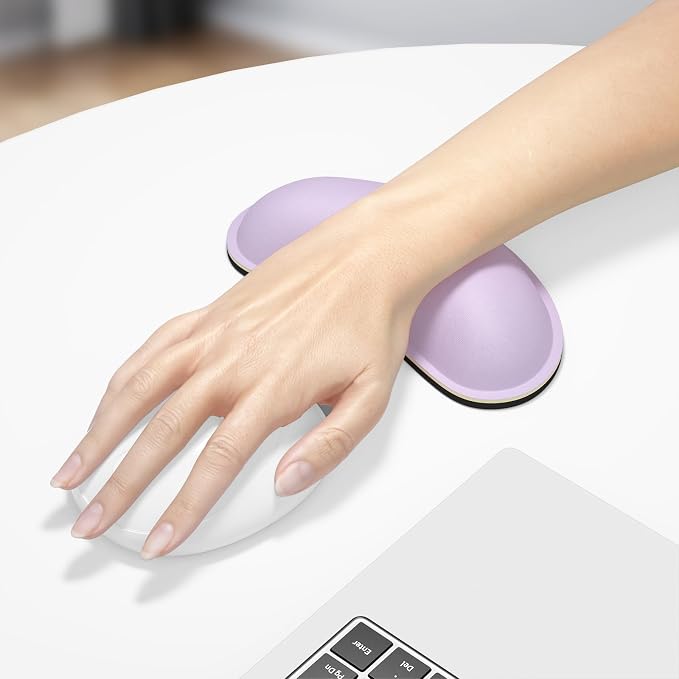 Dapesuom Mouse Wrist Rest, Ergonomic Memory Foam Mouse Wrist for Computer Desk Mats Support, Hand Rest Pad Cushion for Gaming, Office, Laptop, Men, Women, Pain Relief & Easy Typing, Vanilla Purple