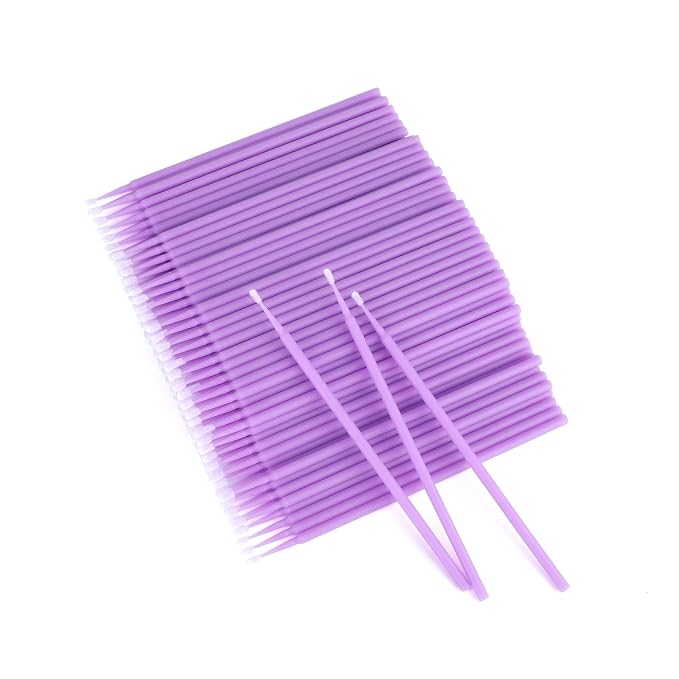 G2PLUS Micro Swabs, Disposable Micro Applicator Brushes and Swabs 100PCS | Purple Cotton Tips for Makeup Correction, Eyeliner Detailing, Nail Art Cleanup, Brow Tinting, Lash Extension Prep and Pro Use