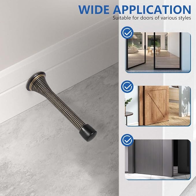 KISEER 24 Pack Spring Door Stops 3 1/4 Inch Flexible Heavy Duty Spring Door Stopper with RustProof Screw Rubber Bumper Tips (Oil Rubbed Bronze)