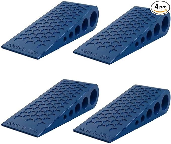 Door Stoppers for Bottom of Door Premium Floor Rubber Door Stop Wedge Made in USA Heavy Duty Honeycomb Design for Carpet, Tile, Ideal for Home, School, Commercial,Blue 4 Pack