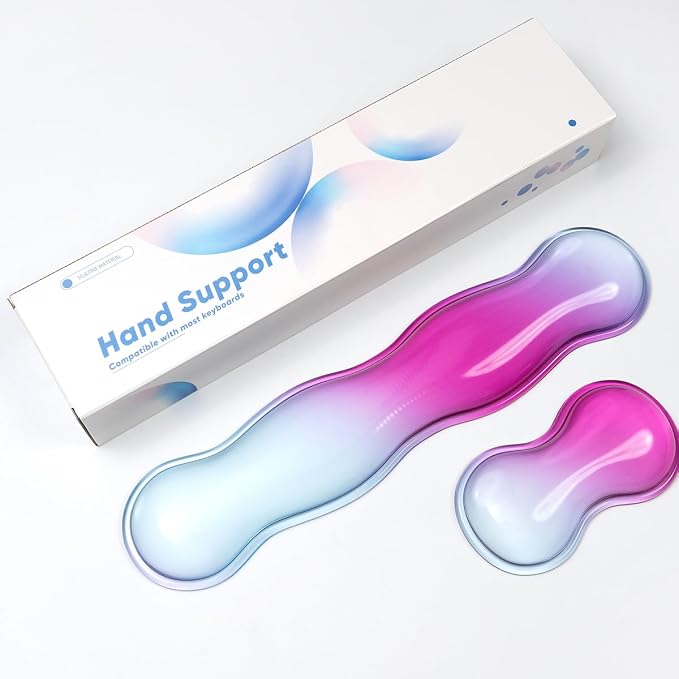 Ergonomic Silicone Gel Wrist Rest for Keyboard and Mouse – Blue Purple Clear Wrist Rest Set for 60%/68%/75% Computer Keyboard, Comfort & Support for Typing and Gaming