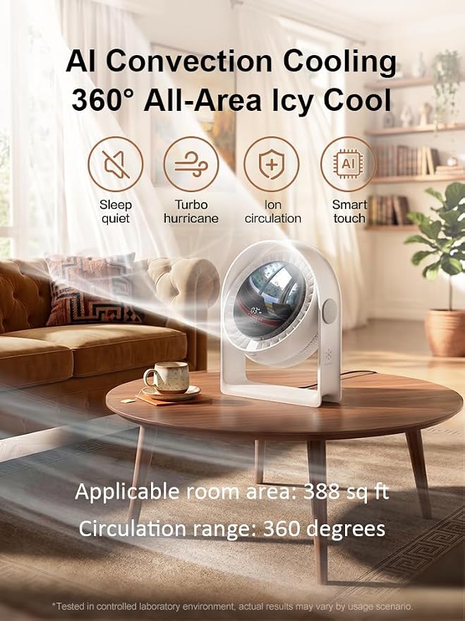 2026 Quiet USB Desk Fan,4 Speeds, 120°Tilt, table Fan for bed & Office | Air Circulator Mini Fan Bedroom,Translucent Black, Portable Smart Display Fan,Low Noise,7 Blades,Cool Room In 3 Mins
