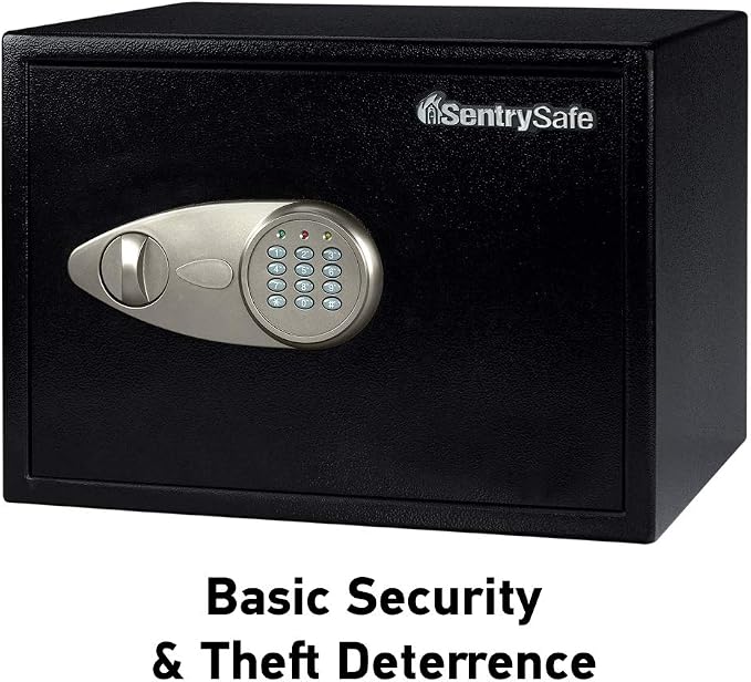 SentrySafe Black Home Safe with Shelf and Digital Keypad, Large Safe for Laptop, Documents, Money, Exterior: 10.6 x 16.9 x 14.6 Inches, X125 | Large Safe With Interior Shelf, Bolt Down Hardware and Digital Keypad, Securely Stores Laptop Computers, Char...
