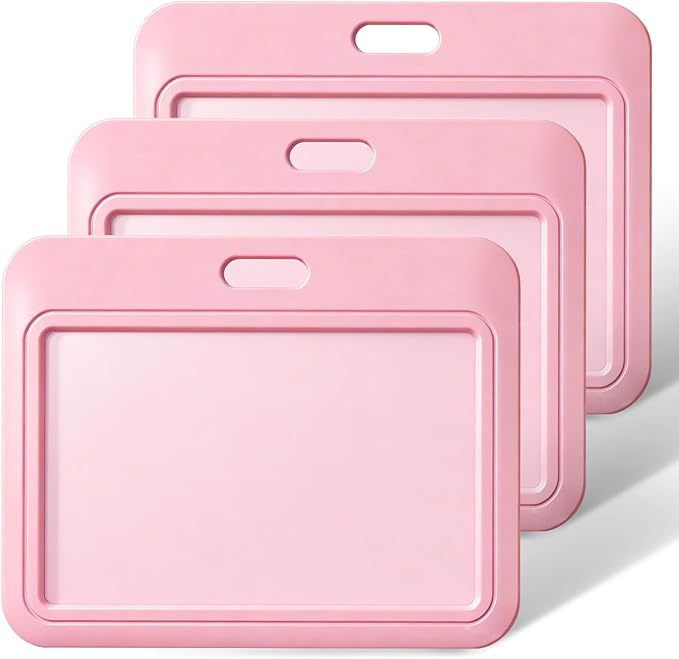 Uniclife 3 Pack Sliding ID Badge Holder Pink Horizontal Hard Plastic Case with Clear Window Card Protector Pouch for Office School ID Credit Cards Proximity Key Cards Driver’s Licenses and Passes