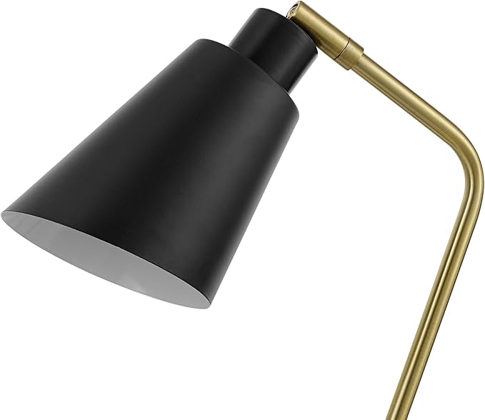 Globe Electric 52095 Belmont 17" Desk Lamp, Matte Black, Antique Brass Accents, Fast Charging USB Port, Rocker On/Off Switch