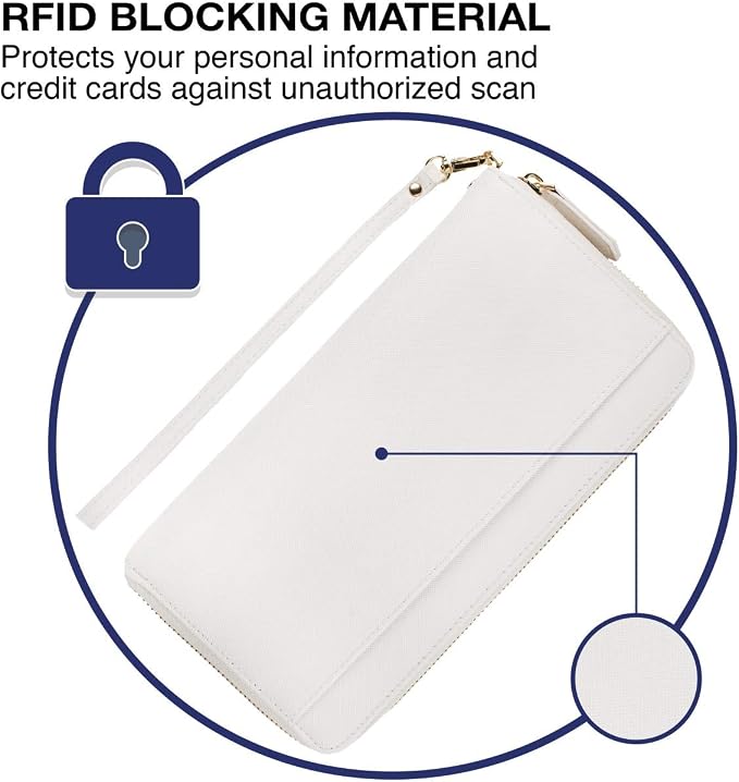 Travel Document Organizer - RFID Passport Wallet Case Family Holder Id Wristlet