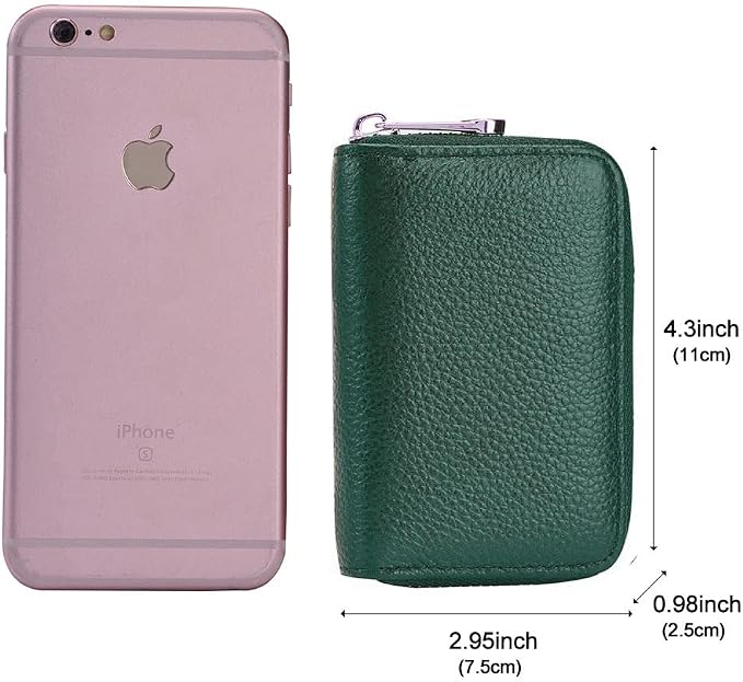 RFID Credit Card Holder Genuine Leather Credit Card Wallet with Zipper | RFID