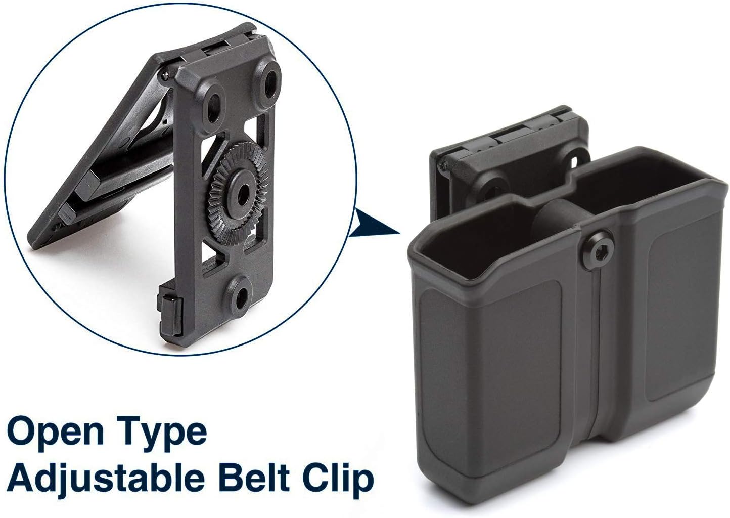 OWB Polymer Double Magazine Holster Ambidextrous Carrier, Fits 9mm/.40 Calibers Double Stack Magazines of Glock, S&W, Sig Sauer, Springfield, Taurus, Beretta, Ruger, Walther, Canik, Colt, CZ, H&K