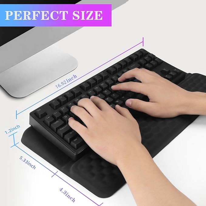 Computer Keyboard Stand with Wrist Rest Support Pad, Black | Ergonomic Comfy Tilted Keyboard Stand Riser Holder Pad for Pain Relief, Soft Memory Foam Desk Cushion for Office Home