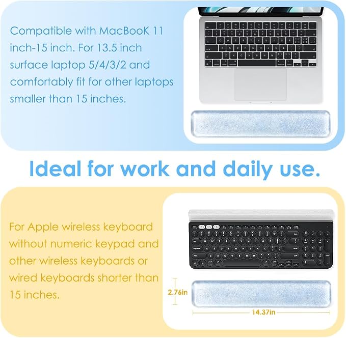 Wrist Rest Pad Comfortable Cool Silicone Cushion | Typing Hand Pain Relief Support Keyboard Pad with Gel-filled Magic Keyboard Other Keyboards Office & Home (Bright Blue)