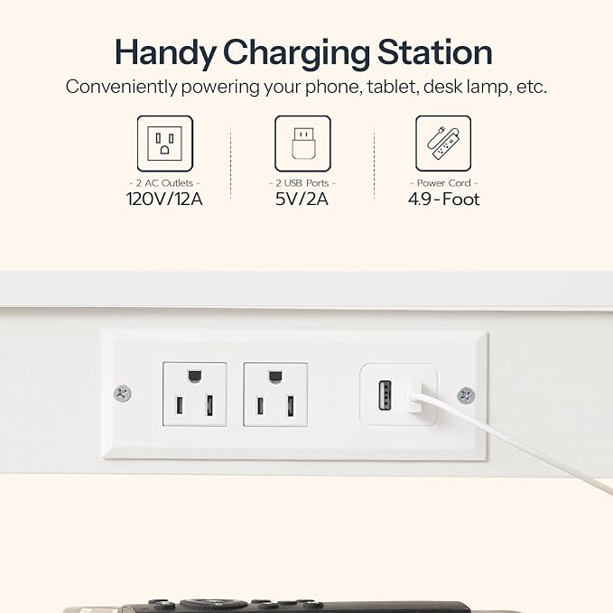 HOOBRO Side Table with Charging Station and USB Port, Small End Table for Small Space, 3-Tier Nightstand with Adjustable Shelf, for Living Room, Bedroom, White WW112BZ01