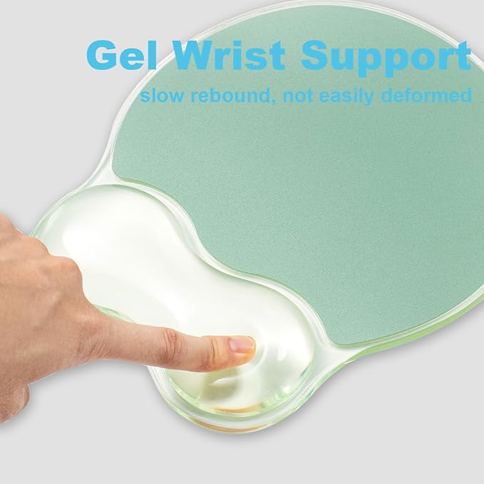 Gel Wrist Rest for Keyboard and Mouse - Ergonomic Green Mouse Pad with Wrist Rest Support Non-Slip Base for Desktop/Latop/Office/Home