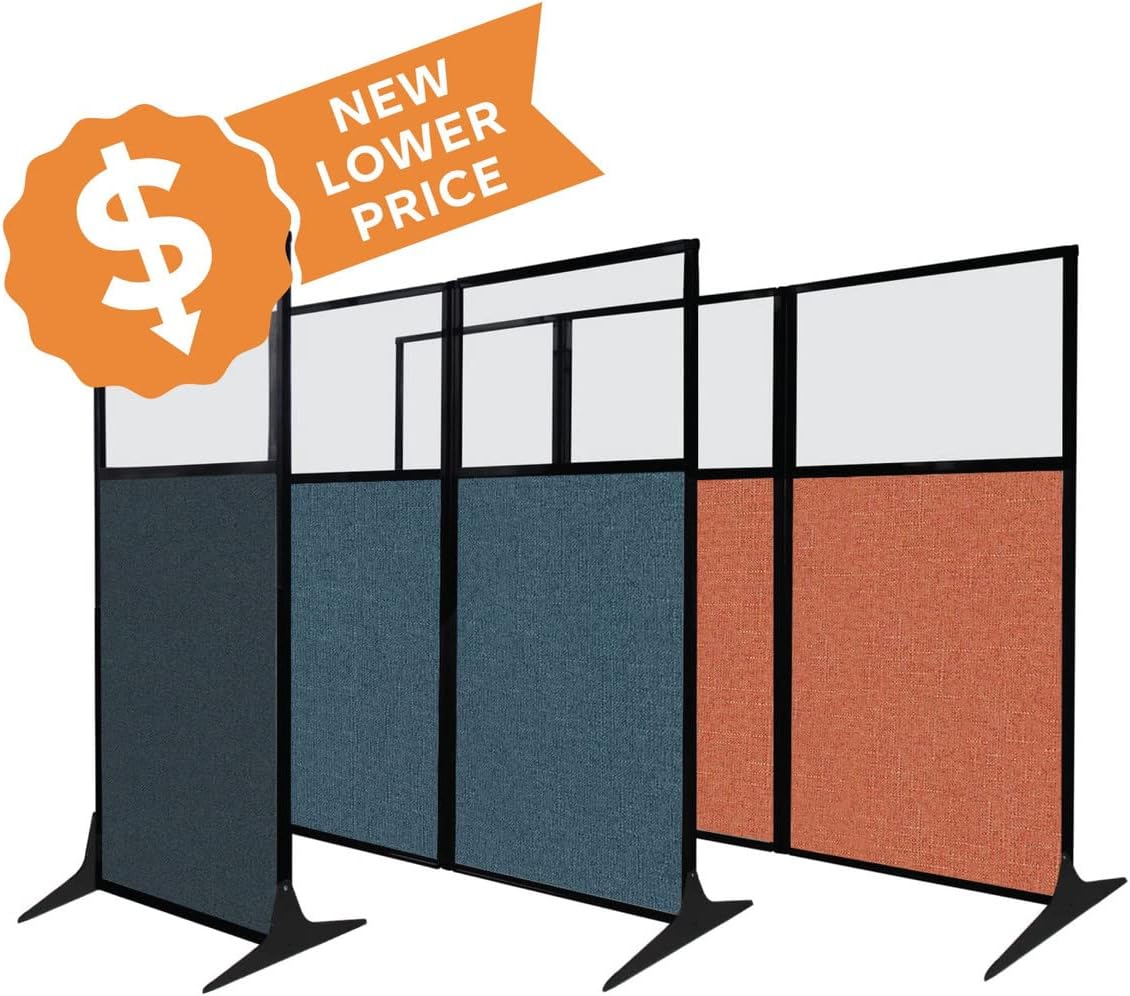 Versare Office Workstation Screen | Portable Wall Divider | Modern Cubicle | Freestanding Privacy Screen | Flexible Work Space | 2 Panels | 66" Wide x 70" Tall Marble Gray SoundSorb Panels