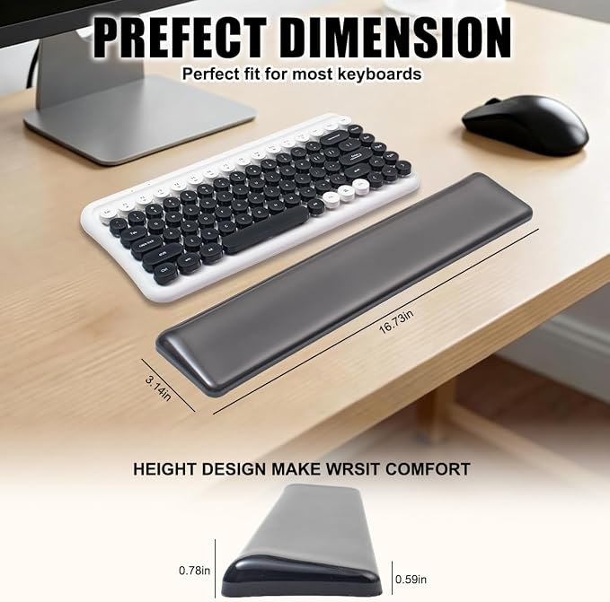 Keyboard Wrist Rest,Gel Wrist Rest for Keyboard-Black Wrist Rest | Jelly Clear Gel Wrist Pad for Easy Typing, Anti-Slip Comfort Keyboard Wrist Pad for Desktop Relieve Pain