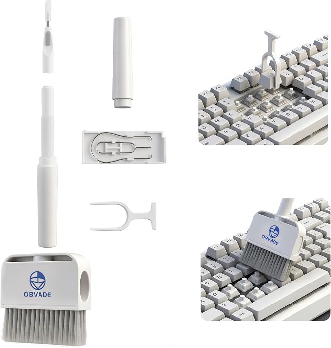 Keyboard Cleaner & Laptop Cleaning Kit - 9-in-1 Electronics Cleaning Brush Set with Keycap Puller, Screen Cleaner, Earbud Cleaner Pen for Computer, PC Monitor, MacBook, Phone, Airpods (White)