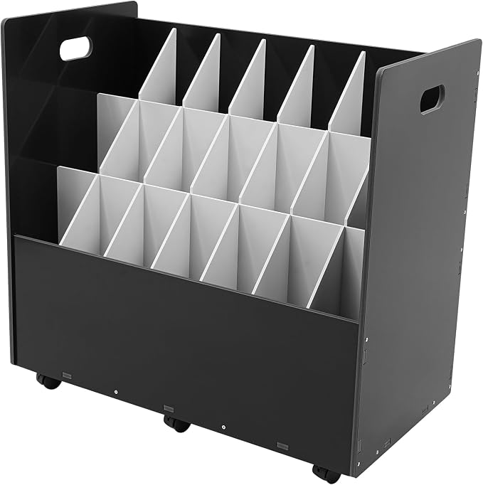 Blue Print Storage Organizer with Wheels, 21 Slots Roll Files Cart, Black | Mobile Blueprint Storage Rack Cart, Construction Plan Holder, Map Poster Storage Cabinet for Office Home School