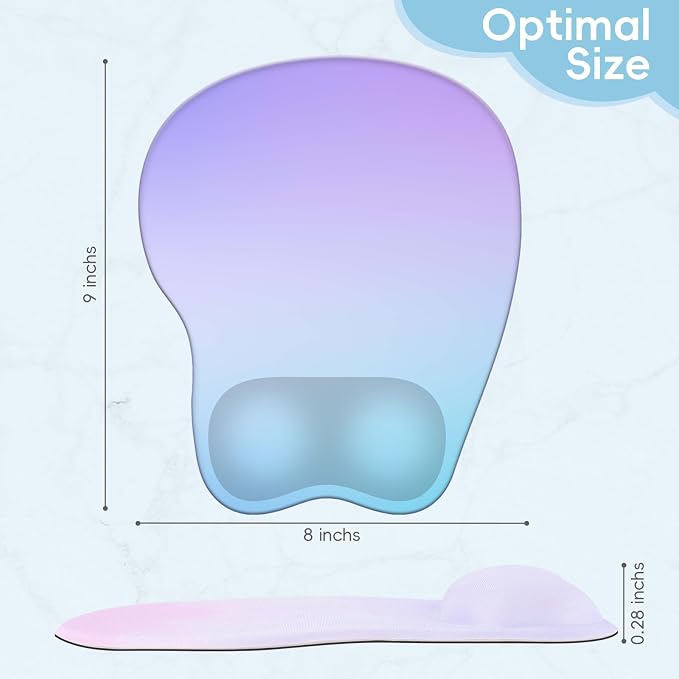 Mouse Pad with Wrist Rest Ergonomic Mouse Pad with Comfortable M-Shape Pain Relief Wrist Support Non-Slip PU Base Mousepad for Laptop, Office & Home (Blue Violet)
