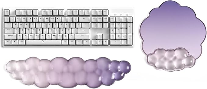 Purple Cloud Wrist Rest for Keyboard and Mouse - Soft Ergonomic Gel Mouse Pad for Easy Typing/Gaming/Computer/Laptop