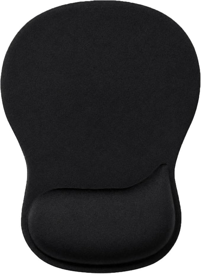 Mouse Pad with Wrist Rest Ergonomic Memory Foam Support, Non-Slip Rubber Base, Comfortable Typing Cushion for Home Office Computer Laptop, Black