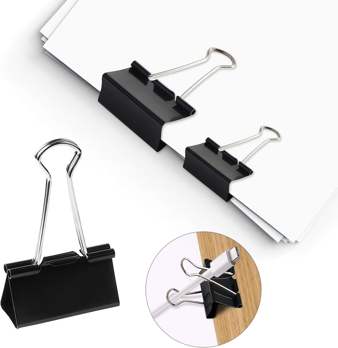 SANNIX 110 PCS Binder Clips Assorted Sizes, X Large, Large, Medium, Small, Mini and Micro, Binder Clips Paper Clamps for Office Home School